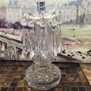 Vintage Waterford Crystal Candelabra Lismore w/ Hanging Prism Crystals